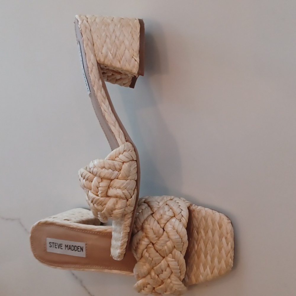 Steve Madden Natural Braided Slide Sandals - Picture 2 of 5